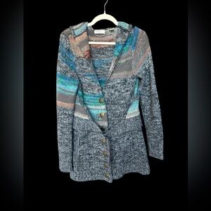 Anthropologie Sleeping on Snow Colorfield Belted Long Wool Alpaca Cardigan